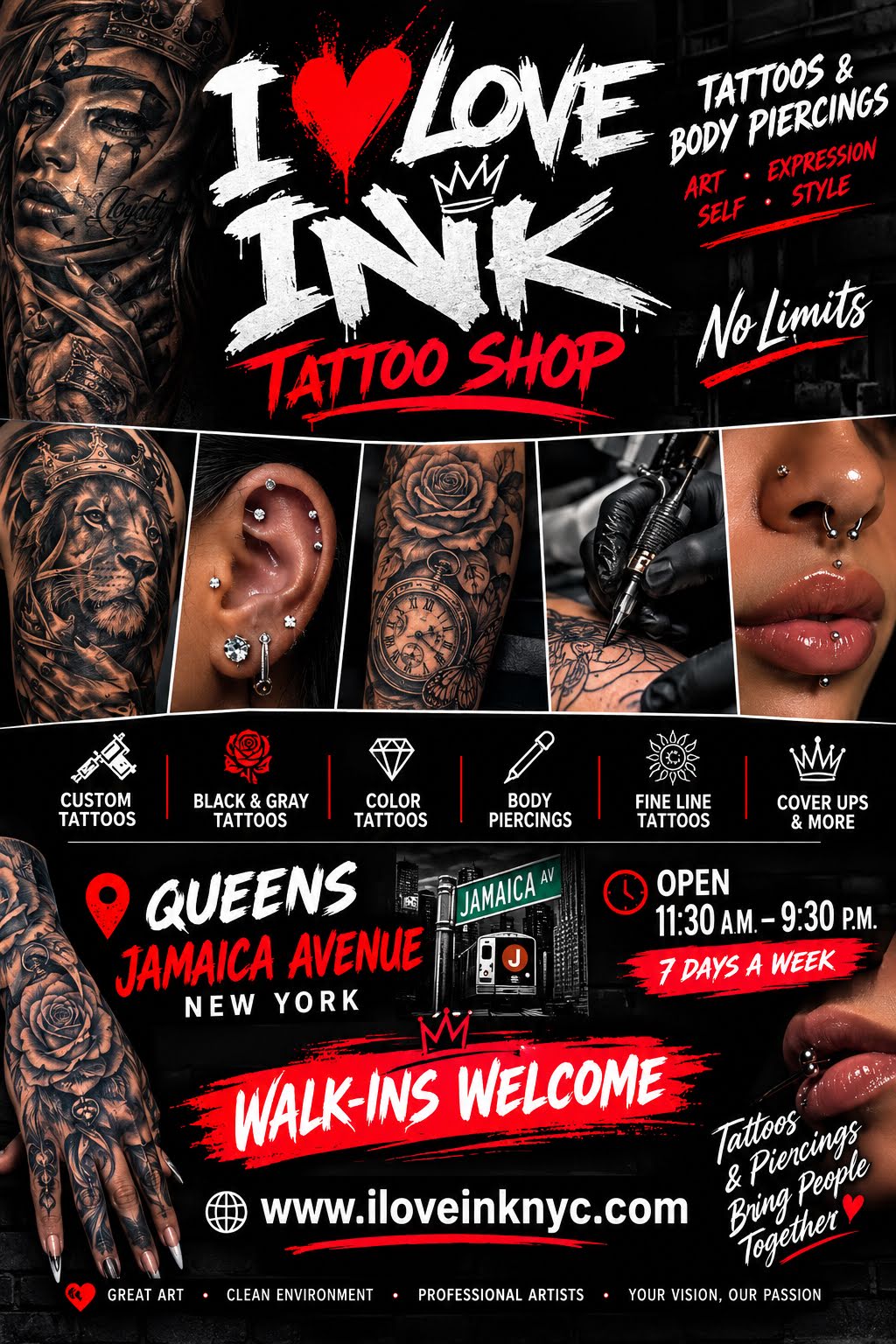 I LOVE INK NYC TATTOOS SHOP, tattoo shop in Jamaica, NY